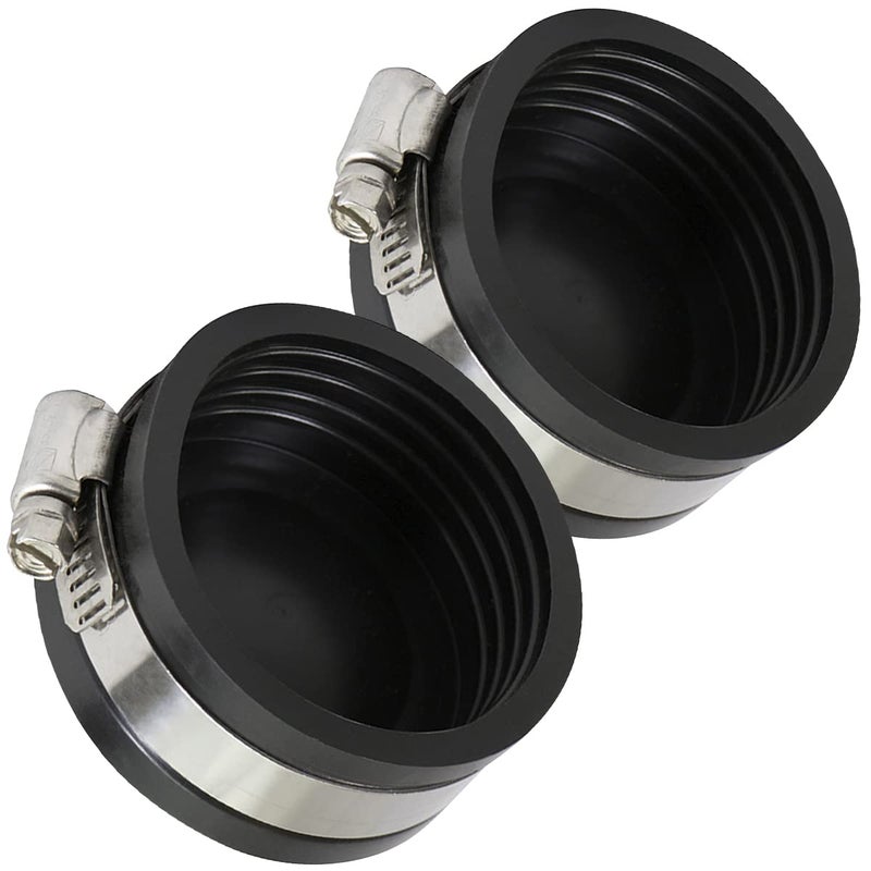 SUPPLYGIANT Supply Giant 3942x2 Flexible Pvc PipeCap with Stainless Steel Clamps 2 inch Black (pack of 2) - Image 1
